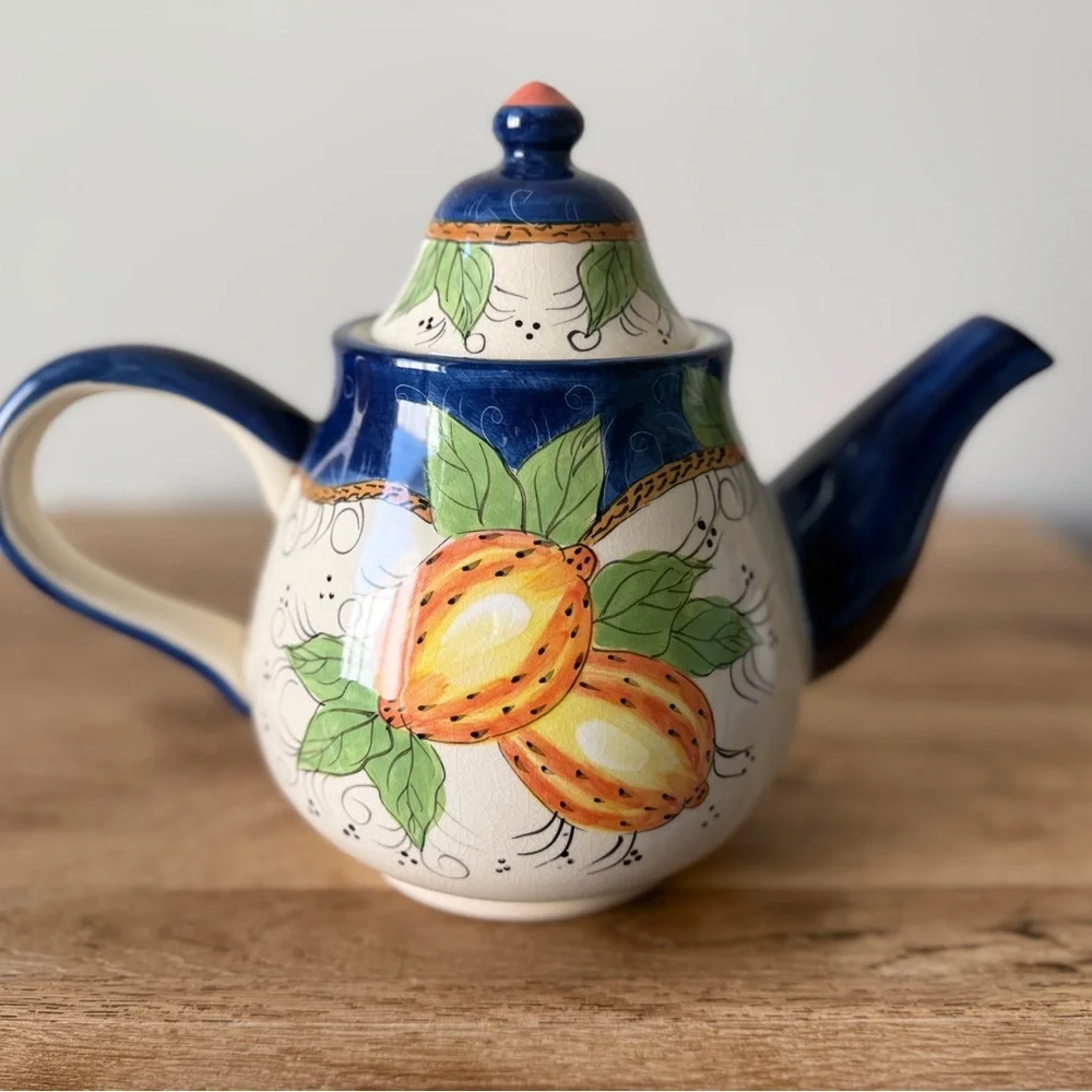 Burton & Burton Vintage Ceramic Floral Teapot Hand Painted